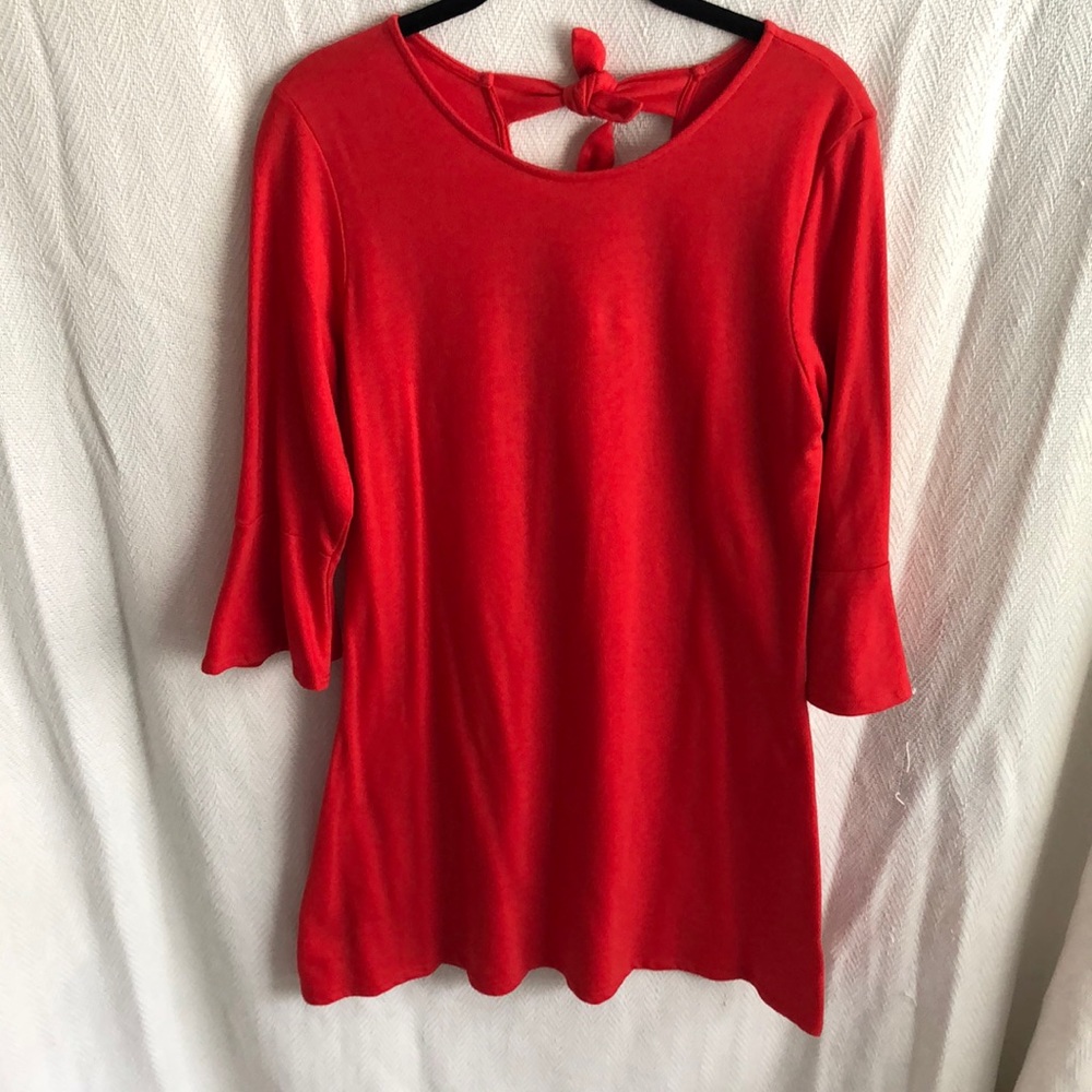 Orange bell sleeve t shirt dress